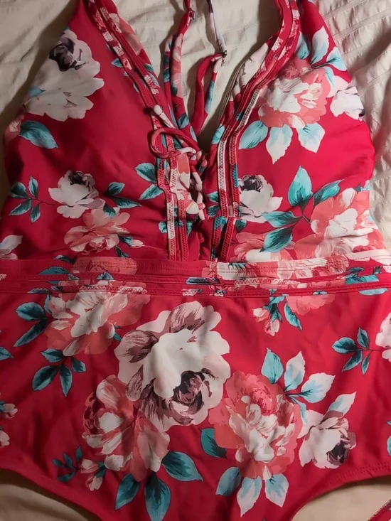 Kona Sol Pink Floral One-Piece Swimsuit - Picture 2 of 8